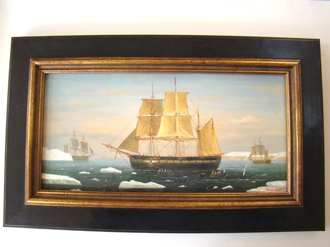 A 20th century Oil Painting by James Hardy depicting a 19th century Arctic Whaling Expedition — image 2